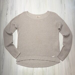 Hollister Light Taupe/Oatmeal Crew Neck Waffle Sweater Sz S